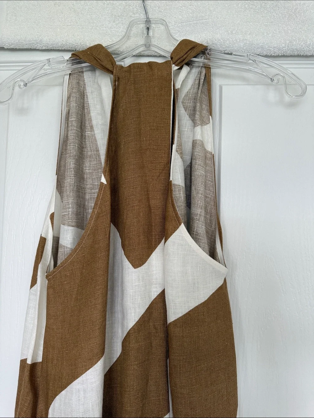 NWT Banana Republic Brown and White Abstract Print Maxi Dress Size Medium - Picture 4 of 5